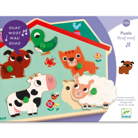Puzzle drewniane z dźwiękiem FARMA DJ01707