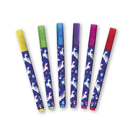 Janod Brokatowe flamastry markery 6 kolorów Jednorożce Kraina snów 6+