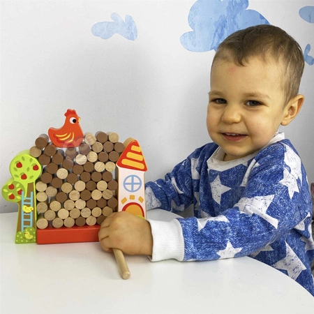 TOOKY TOY Gra Jenga Spadająca Kura Drewniana Farma