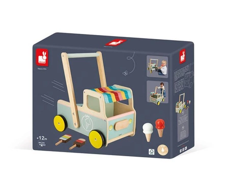 Drewniany pchacz Furgonetka z lodami 12m+, Janod