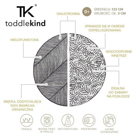 TODDLEKIND Mata do zabawy z bawełny organicznej dwustronna nieprzemakalna Nappy Free Playmat Anchor