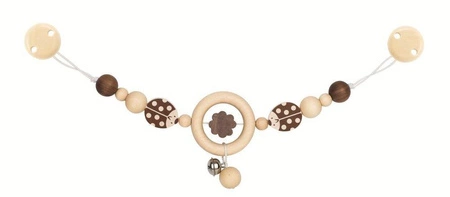 Drewniana zawieszka do wózka z dzwoneczkiem Naturalne biedroneczki 763990-Heimess, prezent dla niemowlaka