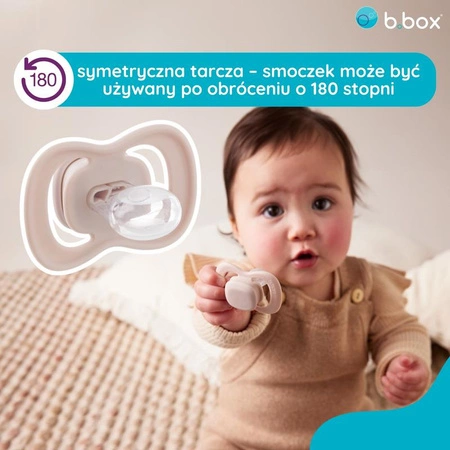 Smoczek dla niemowlaka 2 szt.– symetryczny smoczek silikonowy 6 mies.+ jagoda/róż, b.box