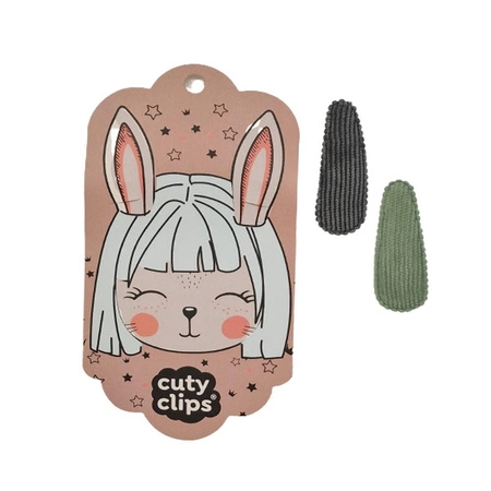 Spinki do włosów Cuty Clips Snails - Bunny Ears Grey-Green