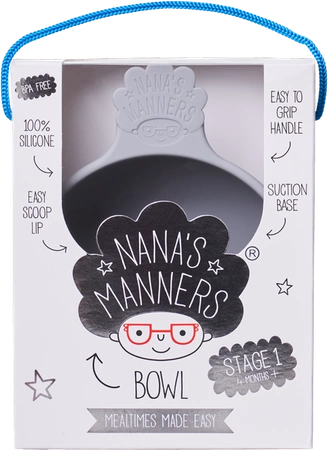 Nana's Manners GREY Miska silikonowa z przyssawką i uchwytem