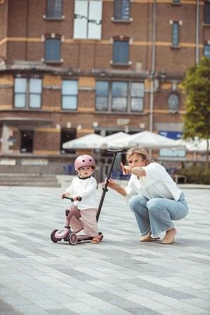 Zestaw SCOOTANDRIDE Highwaykick 1 Push and Go 2w1 Jeździk i hulajnoga z rączką do prowadzenia 1-5 lat Wildberry + Kask XXS