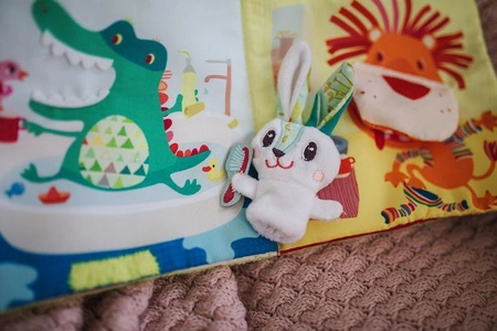 LILLIPUTIENS Książeczka z mini-pacynką wielofunkcyjna Królik dentysta 12 m+