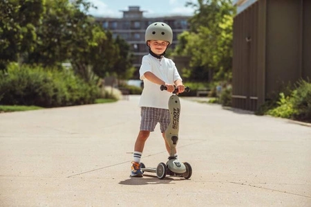 Zestaw SCOOTANDRIDE Highwaykick 1 2w1 Jeździk i hulajnoga 1-5 lat Olive Oliwkowy + Kask XXS OLIVE