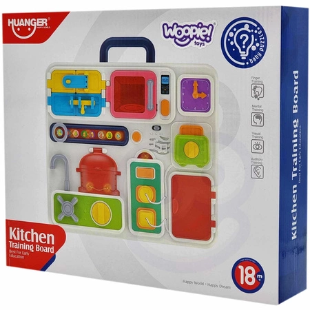 WOOPIE Tablica Manipulacyjna Kuchnia Zegar z Efektami Dźwiękowymi i Świetlnymi Montessori