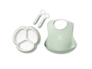 BABYBJORN - Zestaw do karmienia Mealtime - Powder Green