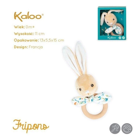 Kaloo Gryzak grzechotka Zajączek Justin 11 cm w pudełku kolekcja Fripons