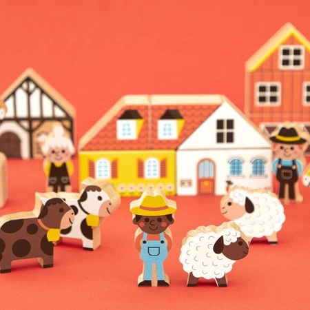 Janod Zestaw klocków i figurek 34 el. Wieś Cross Road 2+