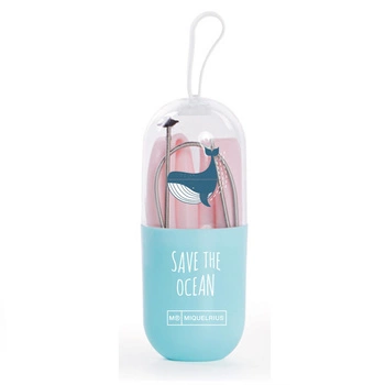 Słomka silikonowa Save The Ocean - Różowa