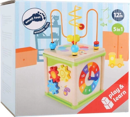 Drewniana kostka motoryczna Zegar 10074-Small Foot, zabawki edukacyjne