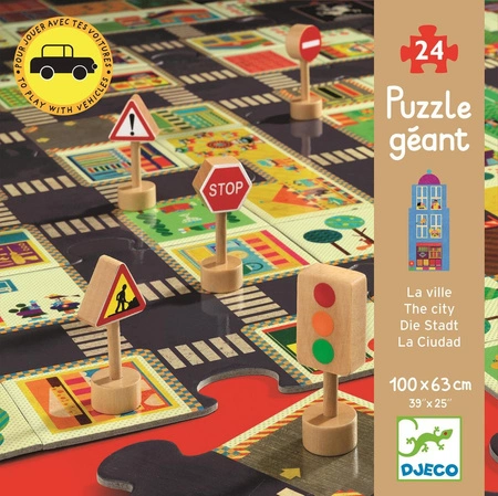 Puzzle ulice w mieście ze znakami drogow. DJ07161