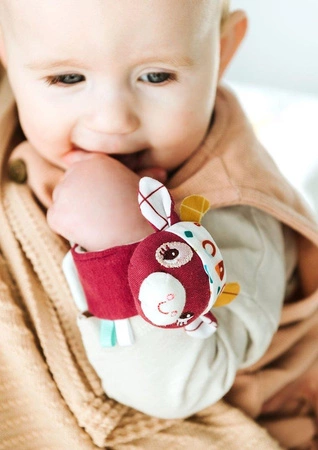 LILLIPUTIENS Grzechotka na rękę Krówka Rosalie z szeleszczącą folią 0 m+