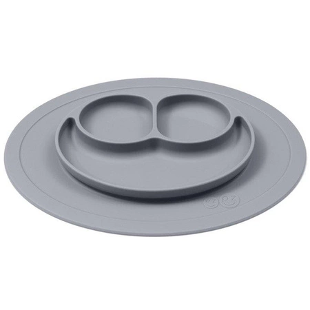 EZPZ Silikonowy talerzyk z podkładką mały 2w1 Mini Mat + pokrywka GRATIS szary