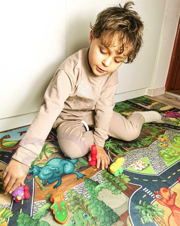 WOOPIE Mata Droga dla Samochodzików Zestaw Dinozaury Auta + Znaki Drogowe