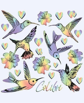 Naplamki tęczowe kolibry mały arkusz