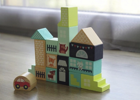 Drewniane klocki z woreczkiem Apli Kids - Miasto