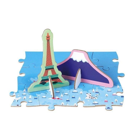 Puzzle edukacyjne z figurkami 3D Cuda świata 350 elementów 7 +, Janod