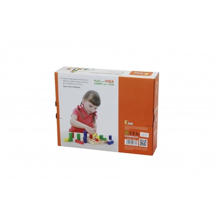 Klocki Drewniane Nauka Kształtów Kolorów Viga Montessori