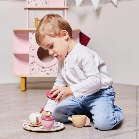 Dwustronna drewniana kuchnia Twist z 8 akcesoriami 3+, Janod