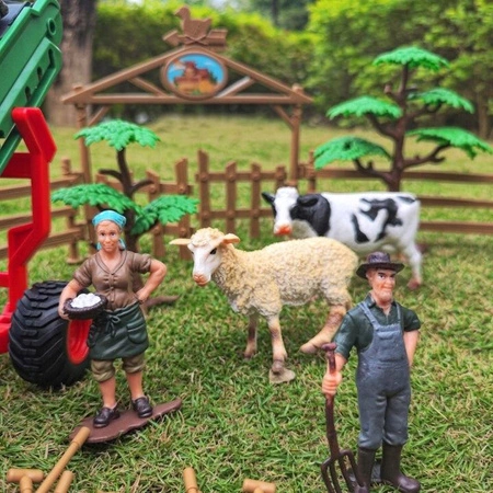 WOOPIE Zestaw Maszyn Rolniczych Rraktor Ciągnik Zagroda Mini Farma Osada Rolnicy