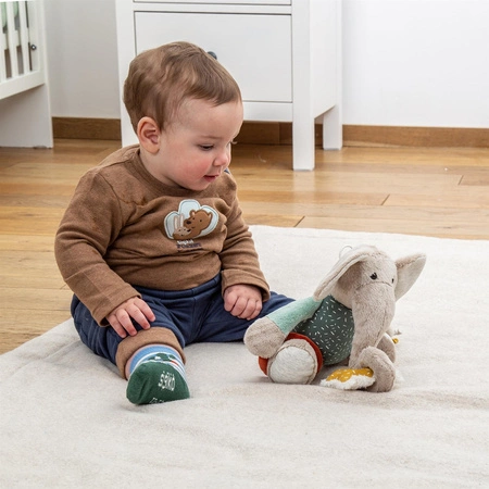 Zabawka rozwojowa Słonik z pozytywką szeleścik grzechotka dzieci sigikid