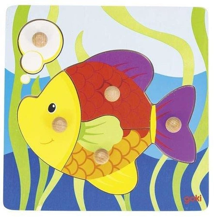 Kolorowa rybka, układanka z uchwytami, goki
