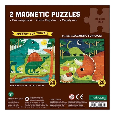 Mudpuppy Puzzle magnetyczne Dinozaury 4+