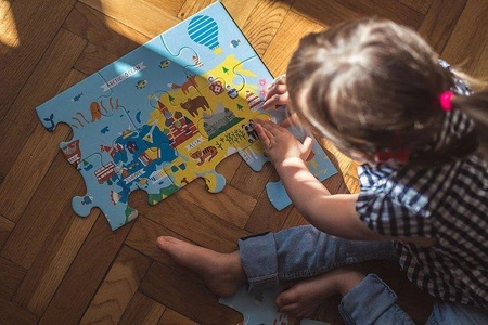 Mudpuppy Puzzle podłogowe Jumbo Mapa świata 25 elementów 2+
