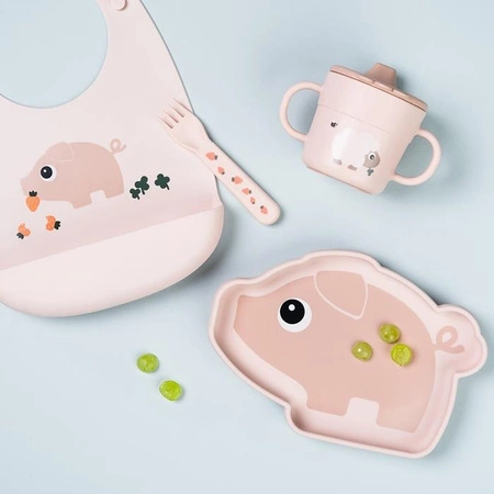 Done by Deer Śliniak Silikonowy z Kieszonką Świnka Pigee Powder