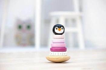 Piramidka z pingwinkiem różowa