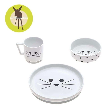 Lassig Komplet naczyń z porcelany Little Chums Kot