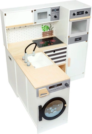 Drewniana kuchnia dla dzieci z pralką Moduły XL 11464-Small Foot, zabawki kuchenne