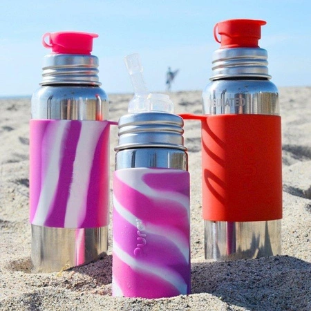 Termobutelka ze słomką 260 ml, różowy swirl, Pura