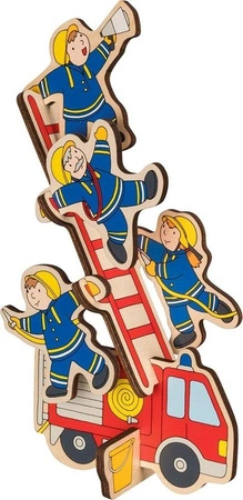 Układanka przestrzenna dla dzieci Figle strażaków - Goki, puzzle drewniane