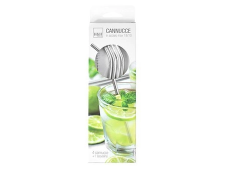 Słomki do napojów ze stali nierdzewnej 4 szt. H&H LIFESTYLE