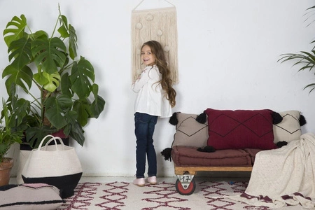 Lorena Canals Koc bawełniany Stripes Natural/Burgundy