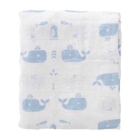 Fresk Pieluszki muślinowe zestaw 2 szt. 70 x 60 cm Wieloryb Blue fog