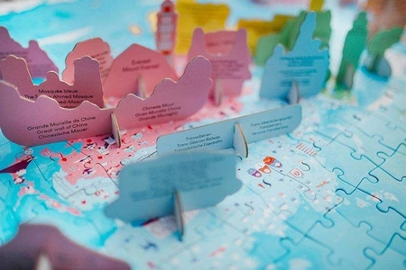 Puzzle edukacyjne z figurkami 3D Cuda świata 350 elementów 7 +, Janod