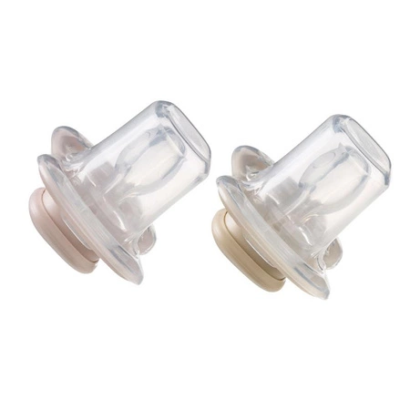 Smoczek dla niemowlaka 2 szt.– symetryczny smoczek silikonowy 6 mies.+ róż/latte, b.box