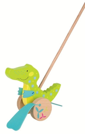 Zabawka do pchania, zielony krokodyl kłapiący stopami, 54911-goki susibelle