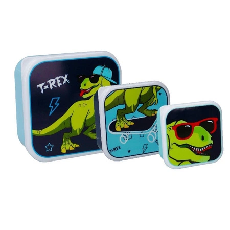 Snack box śniadaniówka 3w1 PRET Dino T-Rex Blue