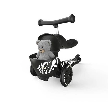 SCOOTANDRIDE Highwaykick 1 Lifestyle 2w1 Jeździk i hulajnoga z zamykanym schowkiem 1-5 lat Zebra