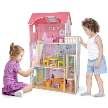 VIGA Duży Drewniany Domek dla Lalek