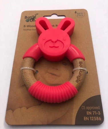 B-Gryzak drewniano-silikonowy Animals Pink Rabbit