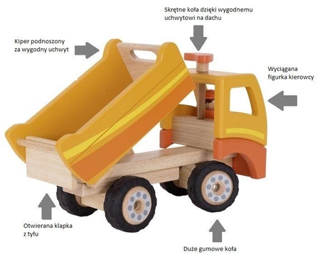 Drewniany samochód dla dzieci Wywrotka Alan Goki