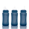 Szklana butelka ze smoczkiem M reagująca na temperaturę, 240 ml, borówkowa, Everyday Baby